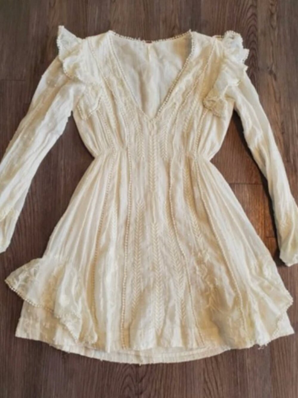 Free People long sleeve lace dress - ivory/white - 4